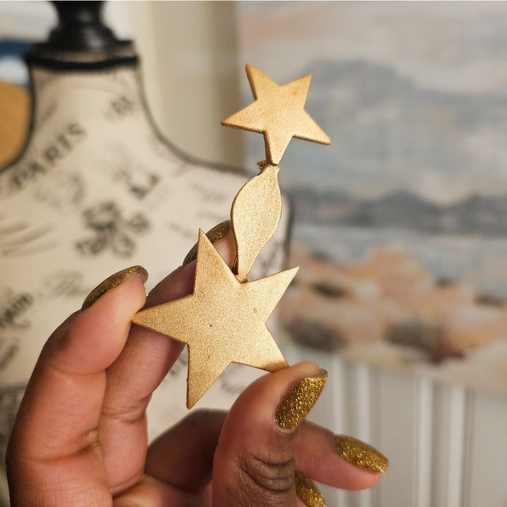 Vintage Gold Tier Decending Stars Statement Brooch.